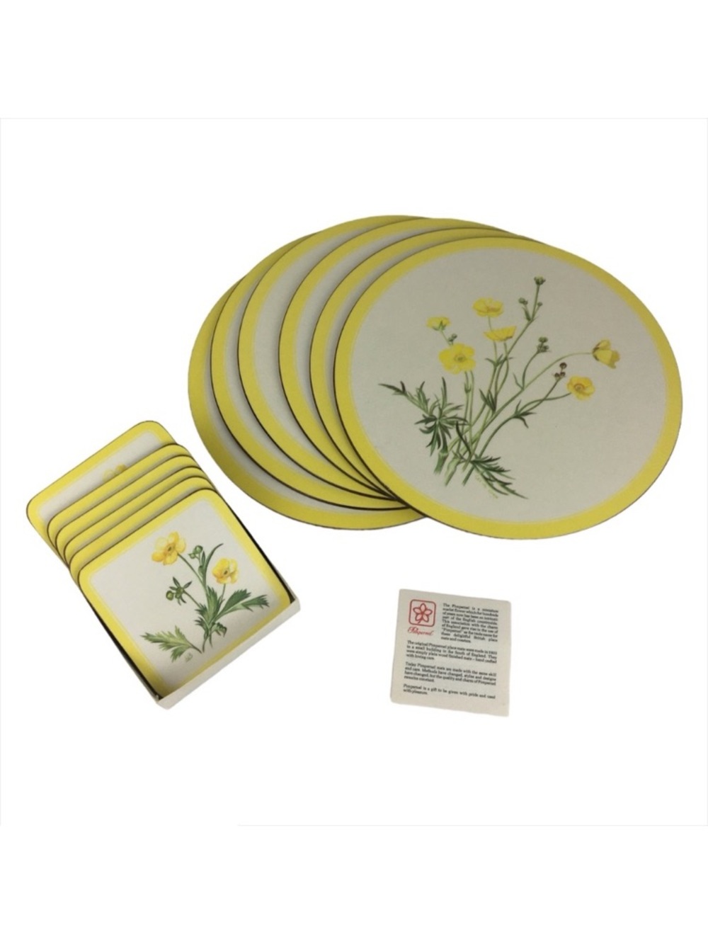 Vintage Pimpernel Yellow Floral Placemats and Coasters Set Cottagecore Botanical - Picture 4 of 13